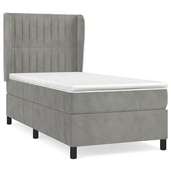 Foto van The living store boxspringbed - fluweel - 203 x 83 x 118/128 cm - pocketvering - middelharde ondersteuning -