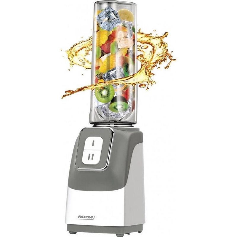 Foto van Mpm - blender inclusief 2 flessen - 350w grijs / wit - 0,6 liter - mbl-22