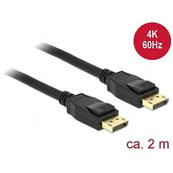 Foto van Delock displayport aansluitkabel displayport stekker, displayport stekker 2.00 m zwart 83806 vergulde steekcontacten displayport-kabel