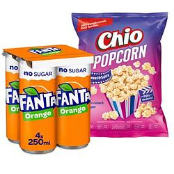 Foto van Fanta orange no sugar en chio popcorn sweet & salty bij jumbo