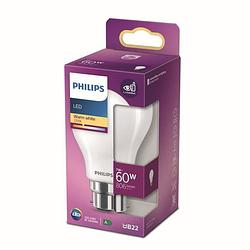 Foto van Philips led-lamp equivalent 60w b22 warm wit, niet dimbaar, glas