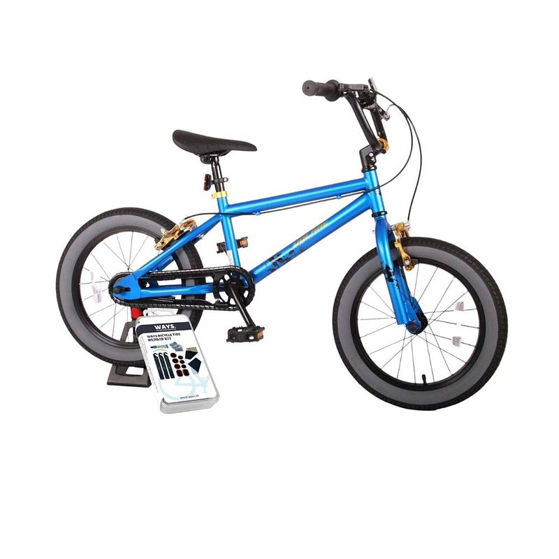 Foto van Volare kinderfiets cool rider - 16 inch - blauw - twee handremmen - inclusief ways bandenplakset