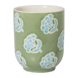 Foto van Cup met bloemen - groen/blauw - 175 ml