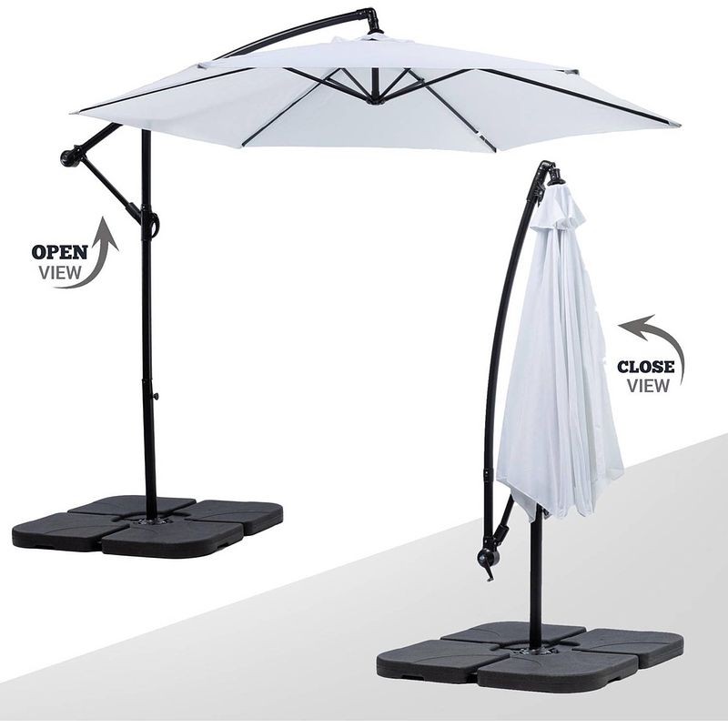 Foto van Maxxgarden zweefparasol - parasol set met tegels - ø300 cm (wit)