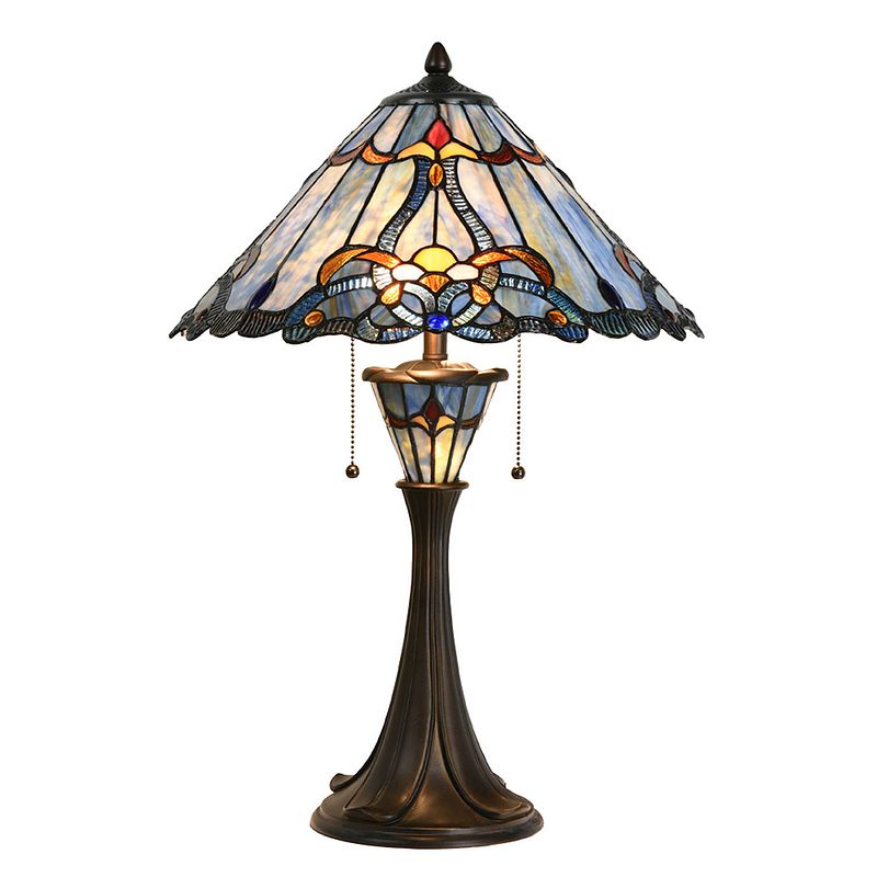 Foto van Lumilamp tiffany tafellamp ø 40x61 cm blauw glas tiffany bureaulamp blauw tiffany bureaulamp