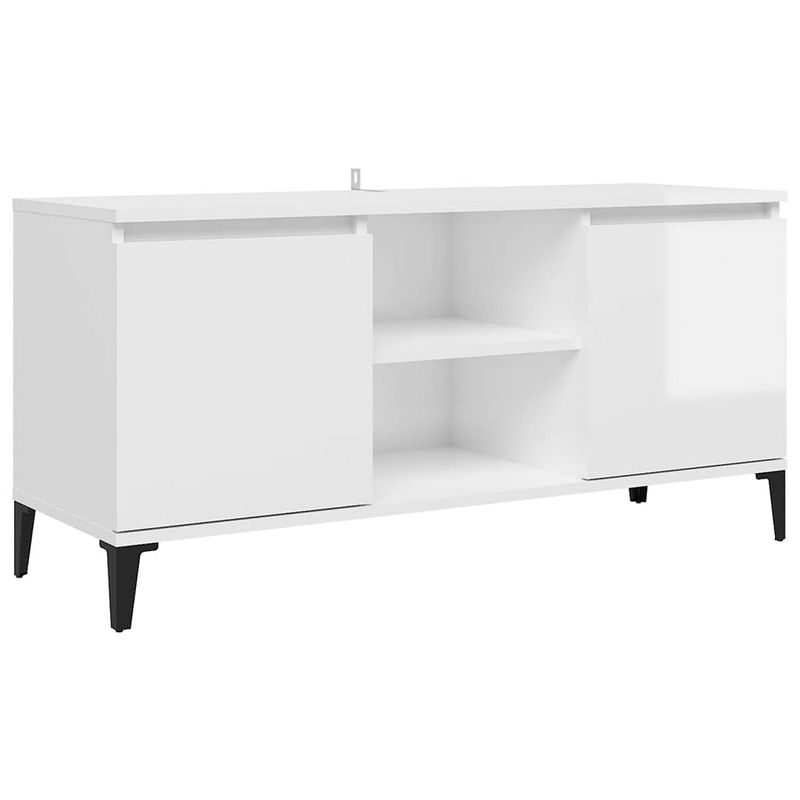 Foto van Vidaxl tv-meubel met metalen poten 103,5x35x50 cm hoogglans wit