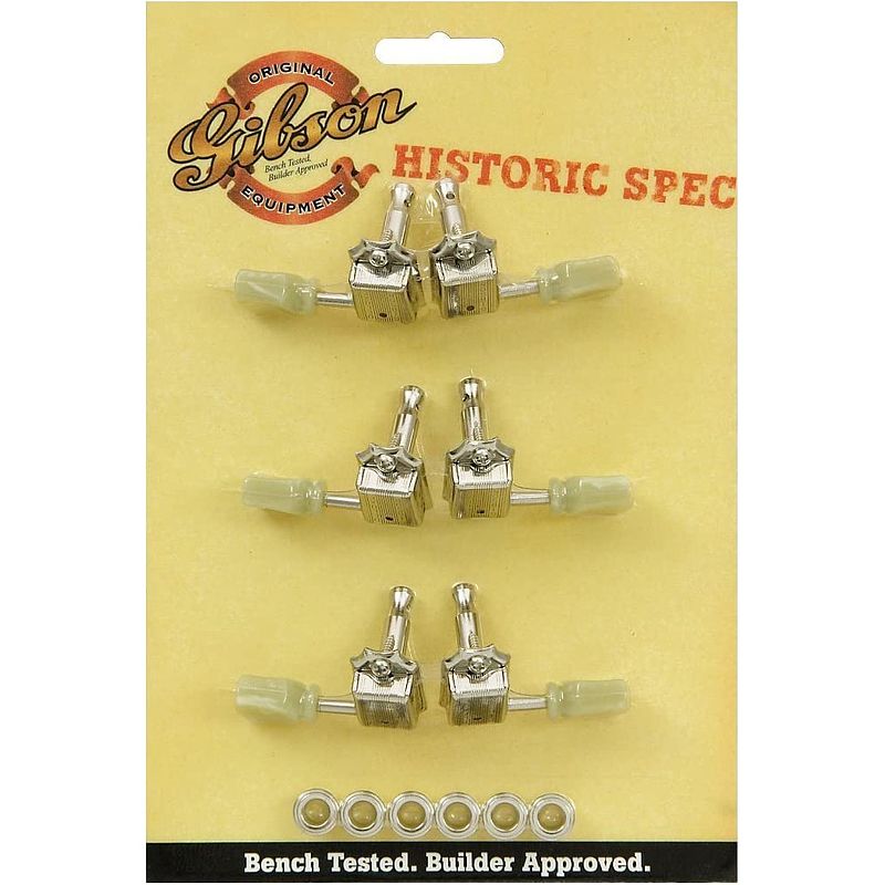 Foto van Gibson deluxe reissue-style tuner set nickel stemmechanieken voor gitaar (set van 6)