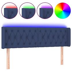 Foto van The living store hoofdbord blauw - led-strip 55cm - verstelbare hoogte - duurzaam - 163x16x78/88cm