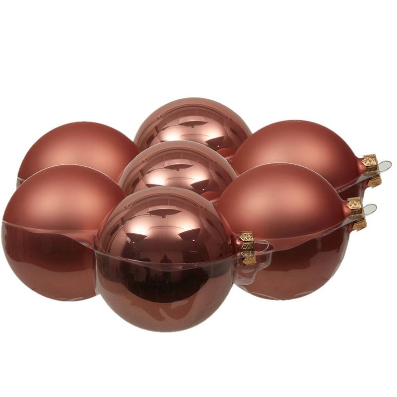 Foto van 8x stuks glazen kerstballen koraal roze 10 cm mat/glans - kerstbal