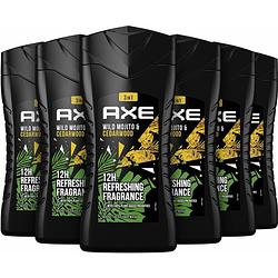 Foto van Axe - 3 in 1 - douchegel, facewash & shampoo - wild mojito & cedarwood - 6 x 250 ml - voordeelverpakking