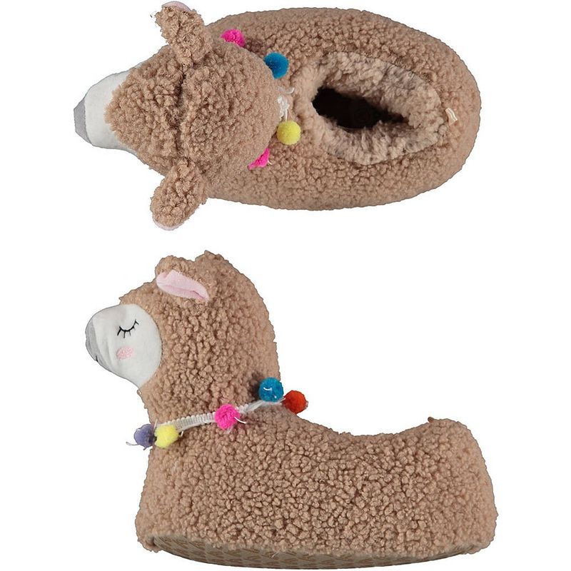 Foto van Kinder dieren pantoffels/sloffen alpaca taupe maat 25-26 - sloffen - volwassenen