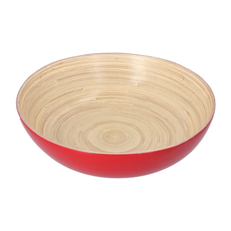 Foto van 4goodz bamboe fruitschaal saladeschaal 23x6 cm - rood