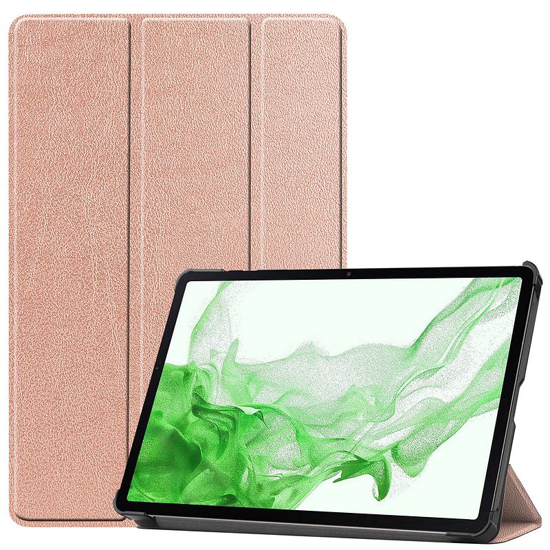 Foto van Basey samsung galaxy tab s8 ultra hoesje kunstleer hoes case cover - rose goud