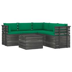 Foto van Vidaxl 6-delige loungeset met kussens pallet massief grenenhout