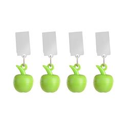 Foto van Tafelkleedgewichten appels - 4x - groen - kunststof - voor tafelkleden en tafelzeilen - tafelkleedgewichten