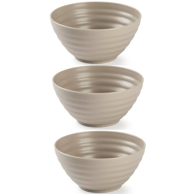 Foto van Set van 6x kommetjes/schaaltjes - dessert/ontbijt - kunststof - d14 cm - taupe - kommetjes