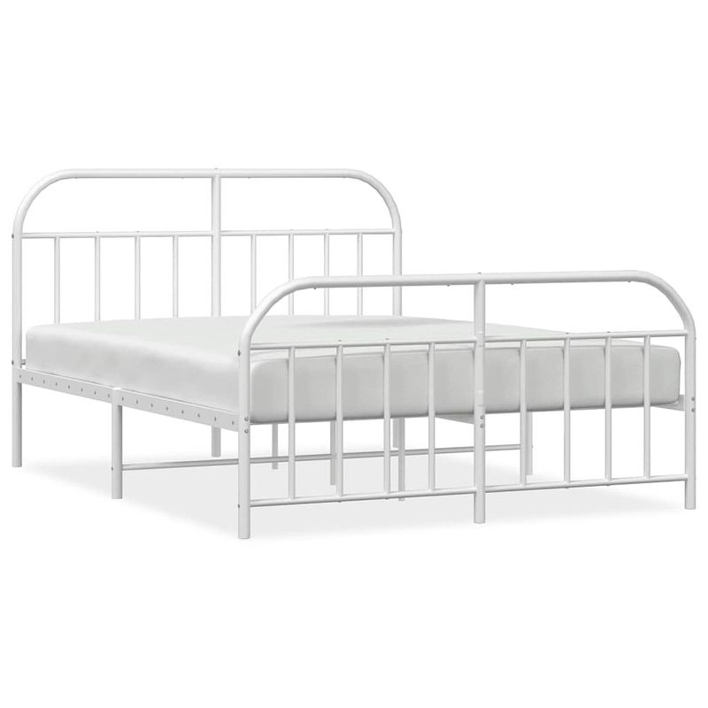 Foto van Vidaxl bedframe met hoofd- en voeteneinde metaal wit 140x200 cm