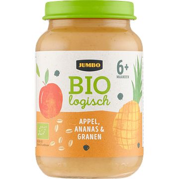 Foto van Jumbo biologisch babyvoeding appel, ananas & granen 6+ maanden 190g