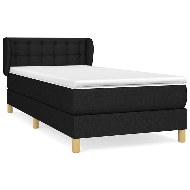 Foto van The living store boxspringbed - zwart - 203 x 93 x 78/88 cm - pocketvering matras - middelharde ondersteuning -