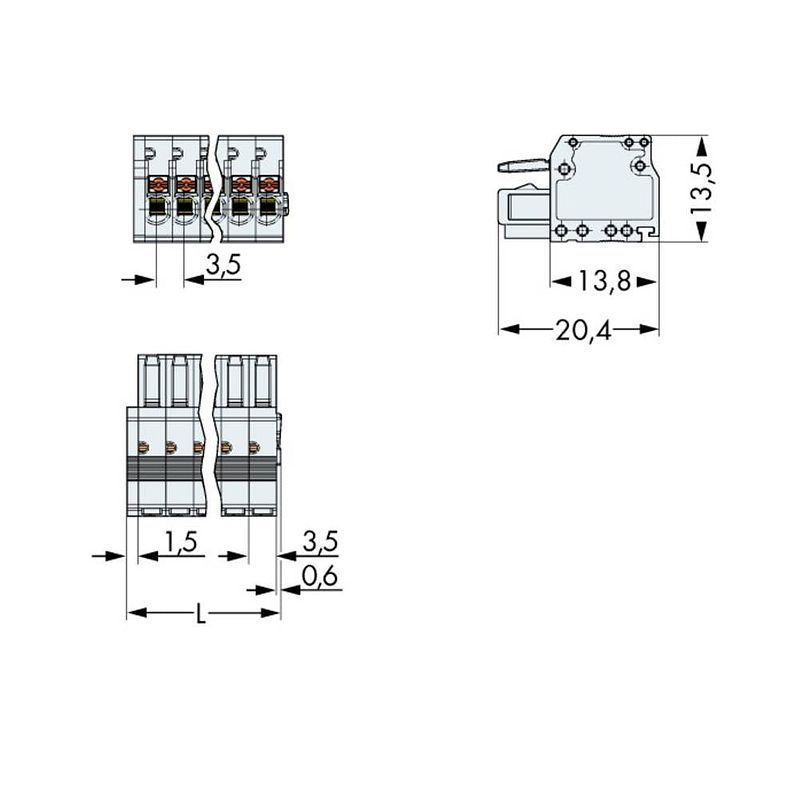 Foto van Wago 2734-124 female behuizing-kabel 2734 totaal aantal polen: 24 rastermaat: 3.50 mm 25 stuk(s)