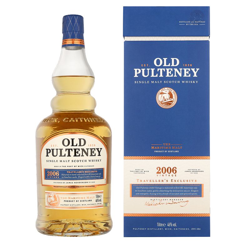 Foto van Old pulteney 2006 vintage 1ltr whisky + giftbox