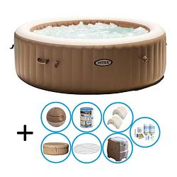 Foto van Intex - bubble massage - jacuzzi - 216 x 71 cm - beige - inclusief onderhoudspakket en hoofdsteunen