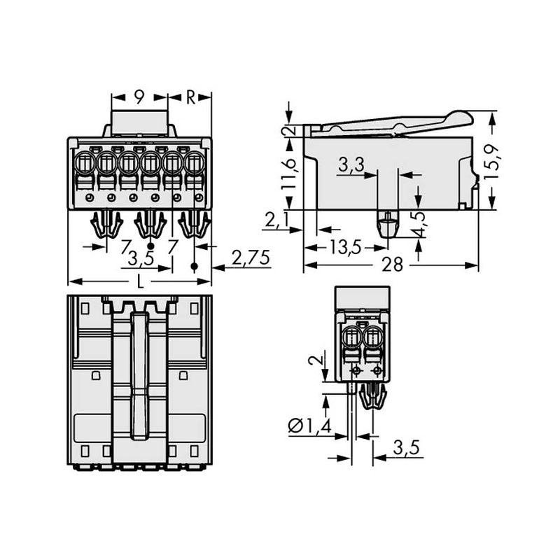 Foto van Wago 2091-1526/020-000 male behuizing (board) 2091 totaal aantal polen: 6 rastermaat: 3.50 mm 100 stuk(s)