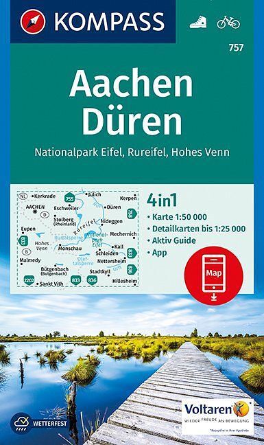 Foto van Kompass wk757 aachen, düren, nationalpark eifel, rureifel, hohes venn - paperback (9783990442722)