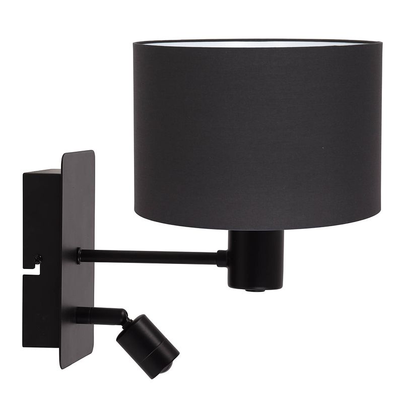 Foto van Light & living montana wandlamp zwart met zwarte kap