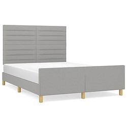 Foto van The living store bedframe lichtgrijs 193x146x118/128 cm - verstelbaar hoofdeinde - multiplex lattenbodem - duurzaam