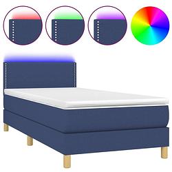 Foto van The living store boxspring - led 203x90x78/88cm - pocketvering - huidvriendelijk - blauw