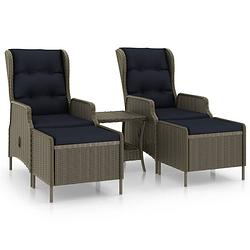 Foto van Vidaxl 3-delige loungeset met kussens poly rattan bruin