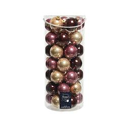 Foto van 49x stuks glazen kerstballen roze/lichtbruin/donkerbruin 6 cm glans en mat - kerstbal