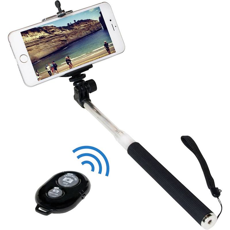 Foto van Logilink bt0034 selfiestick 8.7 cm 1/4 inch zwart, zilver incl. handlus