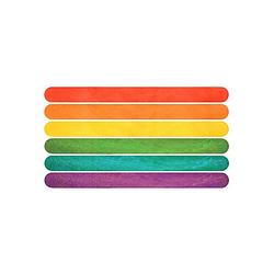 Foto van Houten knutselstokjes/ijsstokjes 3x50 stuks regenboog kleurenmix 11 cm - houten knutselstokjes
