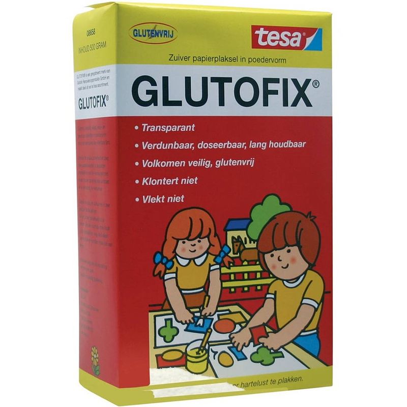 Foto van Tesa glutofix poederlijm 500 gram knutselbenodigdheden - hobbylijm