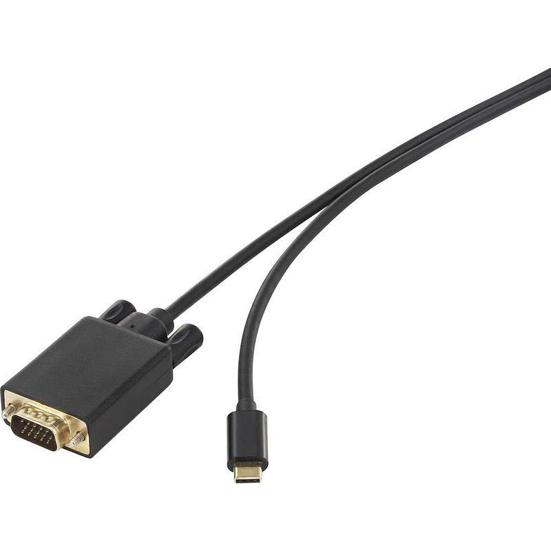 Foto van Renkforce usb-c / vga adapterkabel usb-c stekker, vga-stekker 15-polig 0.50 m zwart rf-4535918 usb-c-displaykabel