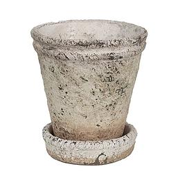 Foto van Clayre & eef bloempot ø 11x12 cm beige steen plantenpot beige plantenpot