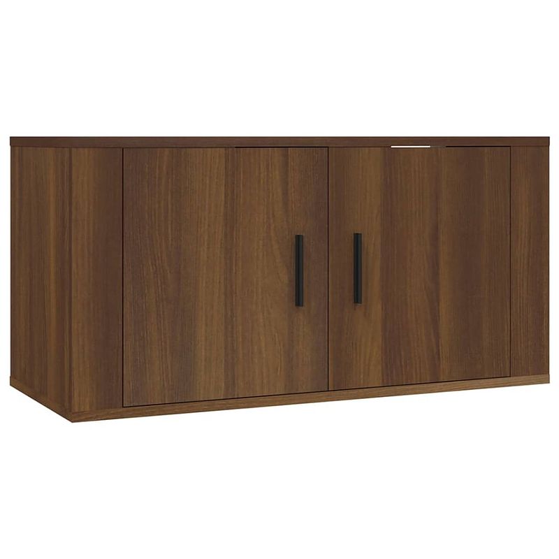 Foto van The living store tv-wandmeubel - bruineiken - 80 x 34.5 x 40 cm - bewerkt hout