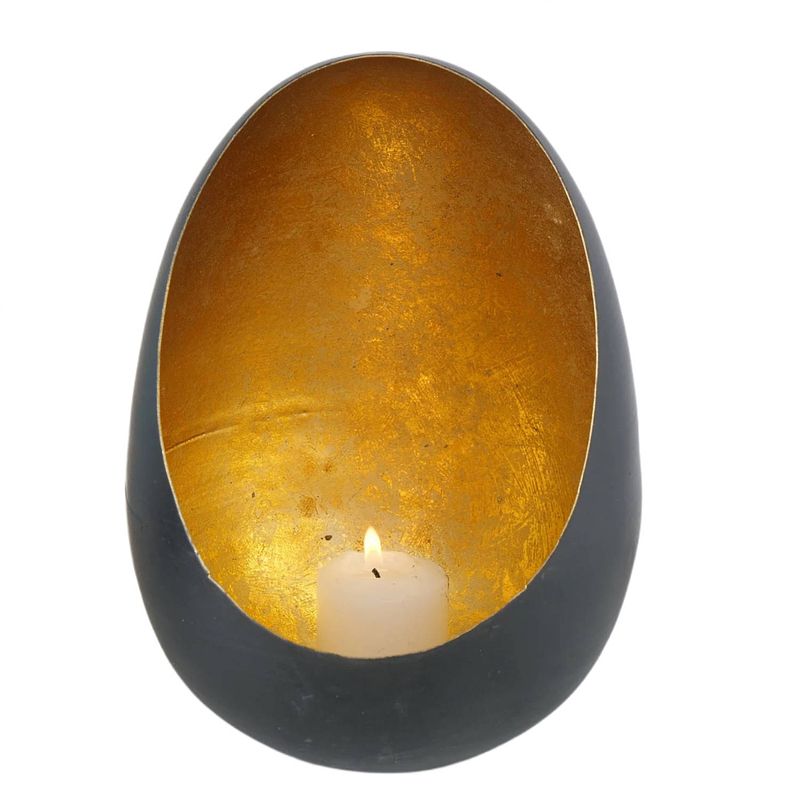 Foto van Casa di elturo kandelaar golden egg - zwart/goud - large - ø 14 x h 20 cm