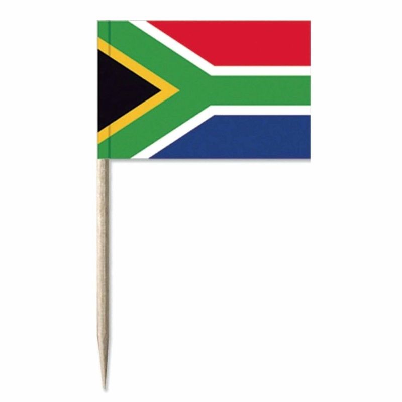 Foto van 100x cocktailprikkers zuid-afrika 8 cm vlaggetje landen decoratie - cocktailprikkers