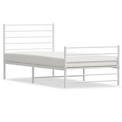 Foto van The living store bedframe klassiek wit - 196 x 105 x 90 cm - robuuste metalen constructie