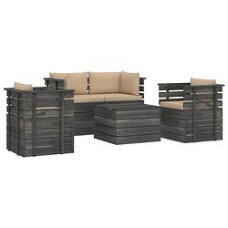 Foto van Vidaxl 5-delige loungeset met kussens pallet massief grenenhout