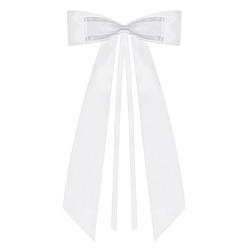 Foto van Trouwauto antenne lint strik - bruiloft - wit - 4x stuks - 14 cm - just married - feestdecoratievoorwerp