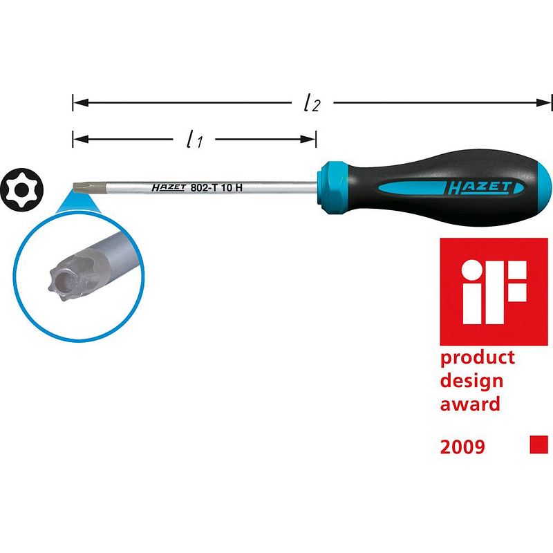 Foto van Hazet hazet werkplaats torx-schroevendraaier grootte tr 45 koplengte: 130 mm