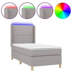 Foto van The living store boxspring - lichtgrijs - 203x103x118/128 cm - verstelbaar hoofdbord - kleurrijke led-verlichting -