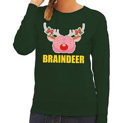 Foto van Foute kersttrui / sweater braindeer groen voor dames - kersttruien xs (34)