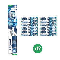 Foto van Signal - white system - tandenborstel - soft - voordeelverpakking 12 stuks