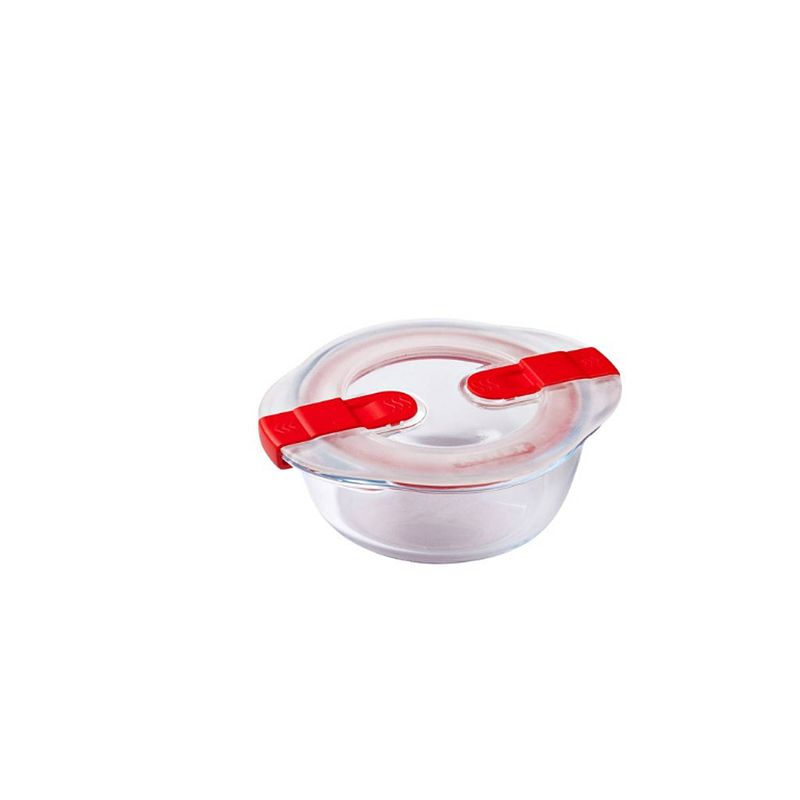 Foto van Pyrex - cook & heat ronde schaal met magnetronbestendige deksel - set van 3 stuks - glas - pyrex