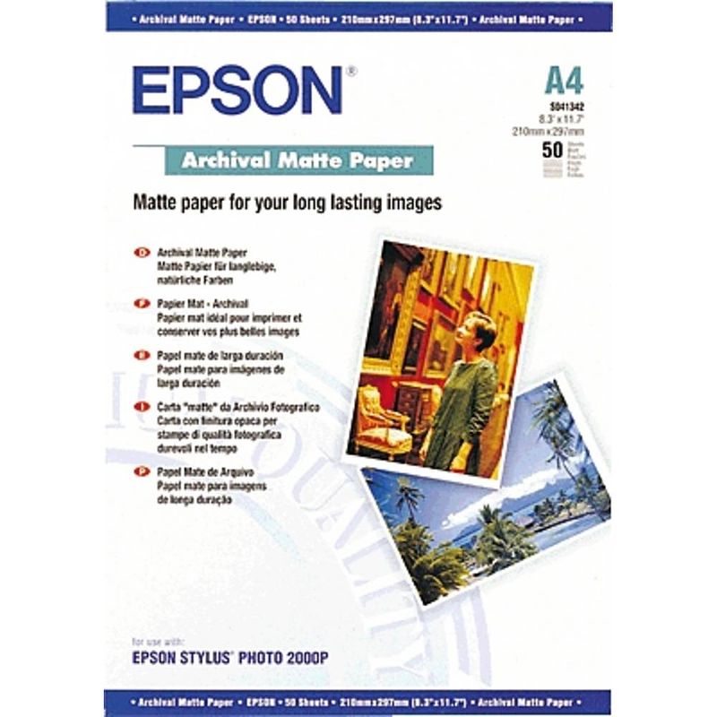 Foto van Epson archival matte paper c13s041342 fotopapier din a4 192 g/m² 50 vellen mat